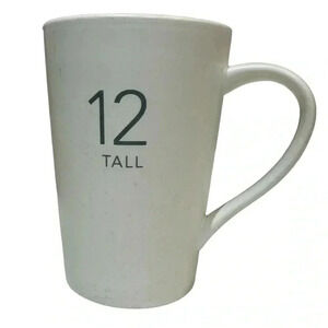 2011 Starbucks "12 Tall" 12oz White W/ Gray & Black Lettering Ceramic